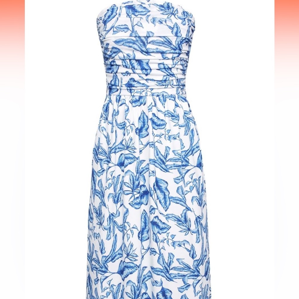 Blue and White Floral Maxi Skirt